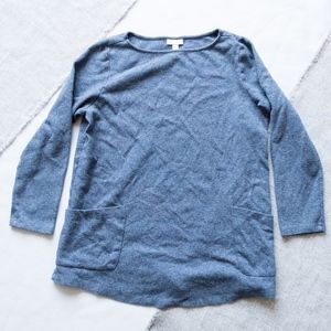 J Jill Blue Cotton Sweater with Pockets Size Large